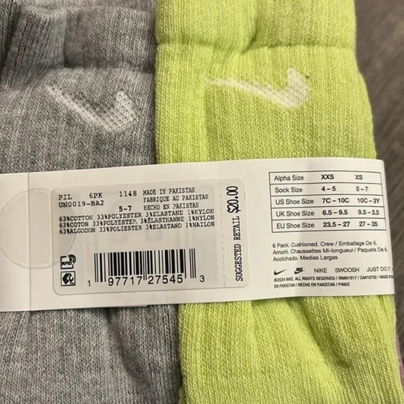 New Nike Dri-FIT 6 Pair Youth Cushioned Socks - Blue and Gray youth 10c-3Y Pack - Picture 8 of 10